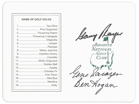 Ben Hogan, Gene Sarazen, and Gary Player Multi-Signed Augusta National Golf Club Scorecard (JSA)